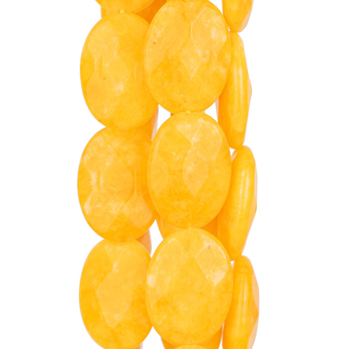 Plaque Ovale Facette Jade Jaune 20x30mm