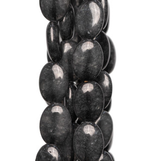 Σκούρο Γκρι Jade Οβάλ Επίπεδο Λείο Κέρμα 13x18mm