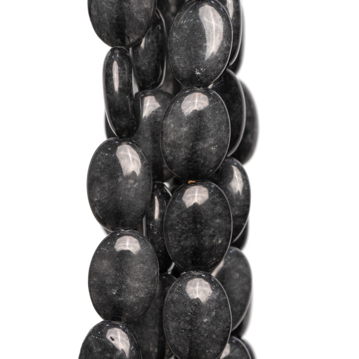 Σκούρο Γκρι Jade Οβάλ Επίπεδο Λείο Κέρμα 13x18mm