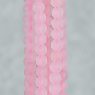 Giada Satinata Rosa (Matte) Tondo Liscio  6mm