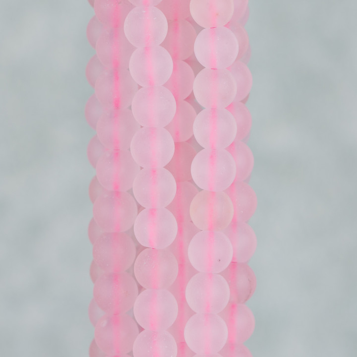 Giada Satinata Rosa (Matte) Tondo Liscio  6mm