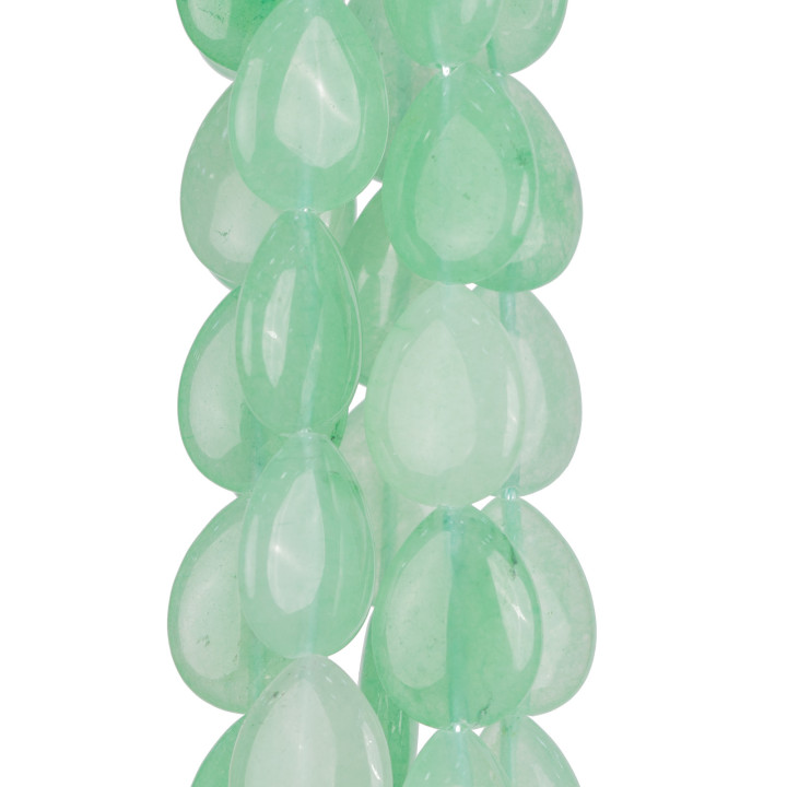 Grüne Jade Chrysopras glatte flache Tropfen 18x25mm