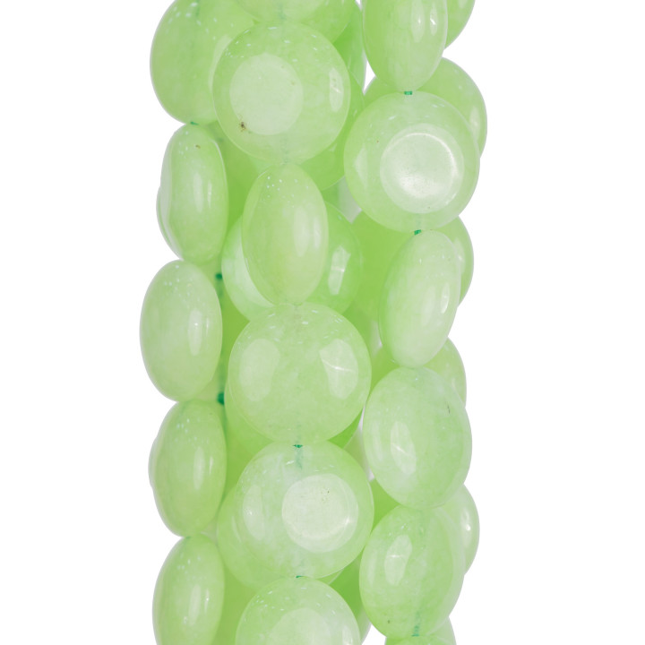 Giada Linea Economica Tondo Piatto Liscio Coin 15mm Verde Verde Crisoprasio