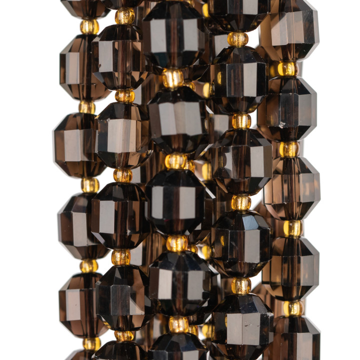 Smoky Quartz Ball Faceted Cylindrical Cut 9x10mm