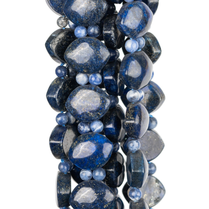 Azul Lapis Lazuli Rugoso Oval Plano 2 Agujeros 16x12mm