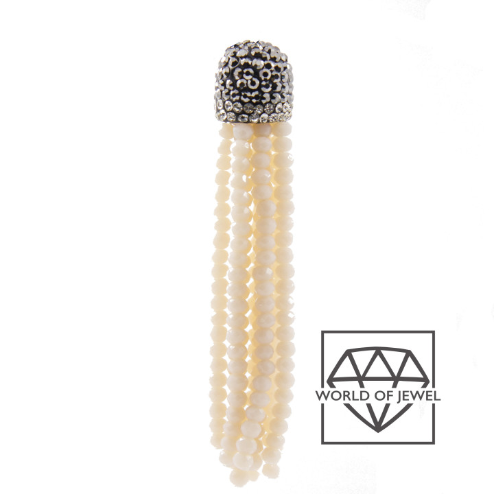 Pompons Cristal Avec Coupe Marcassite 14x75mm 2pcs Ivoire