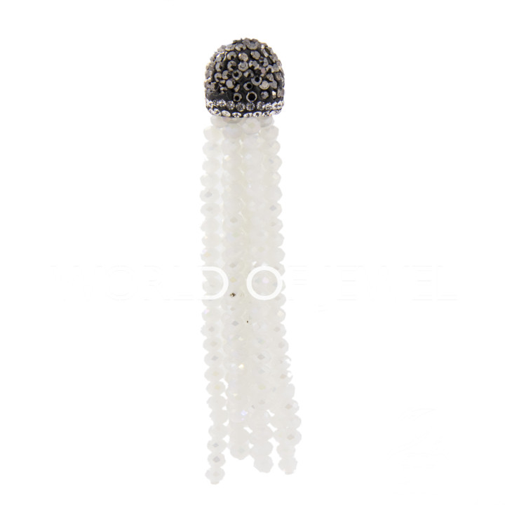Nappine Di Cristalli Con Coppetta Di Marcasite 14x75mm 2pz Bianco AB