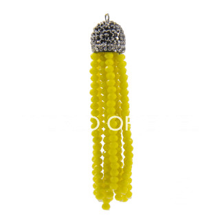 Crystal Tassels with Marcasite Cup 14x75mm 2pcs Yellow