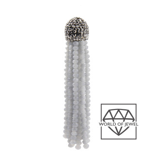Crystal Tassels with Marcasite Cup 14x75mm 2pcs Ice Matte