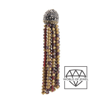 Borlas De Cristal Con Taza De Marcasita 14x75mm 2 Piezas Oro Rojo Mate