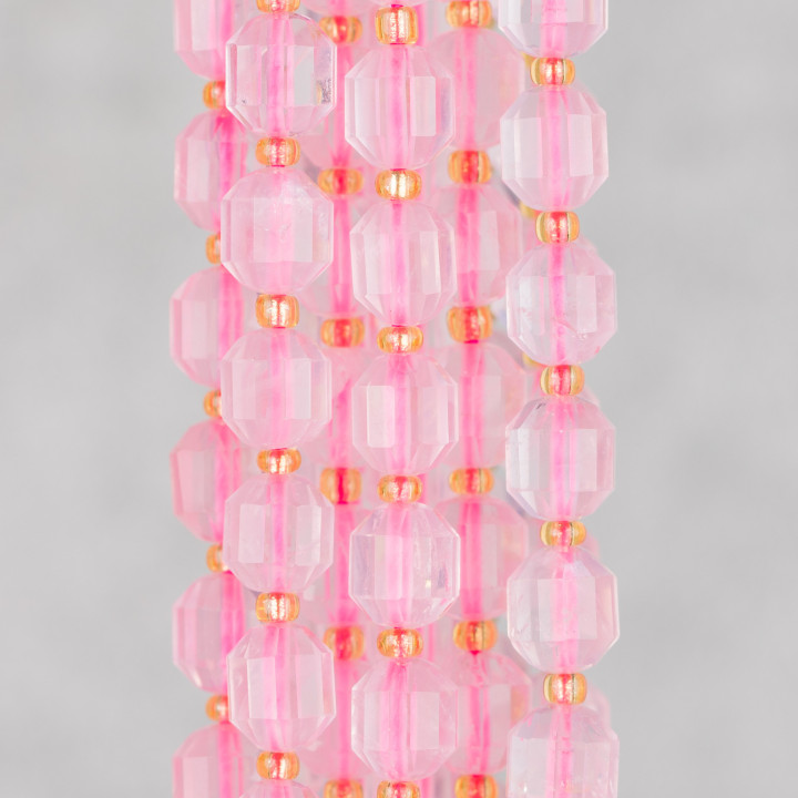 Rose Quartz Ball Faceted Κυλινδρική κοπή 7x8mm