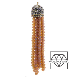 Pompons en cristal avec coupelle en marcassite 14x75mm 2pcs Sunshine Matte