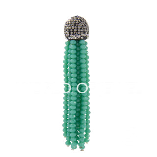 Crystal Tassels with Marcasite Cup 14x75mm 2pcs Turquoise
