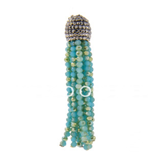 Crystal Tassels with Marcasite Cup 14x75mm 2pcs Turquoise AB
