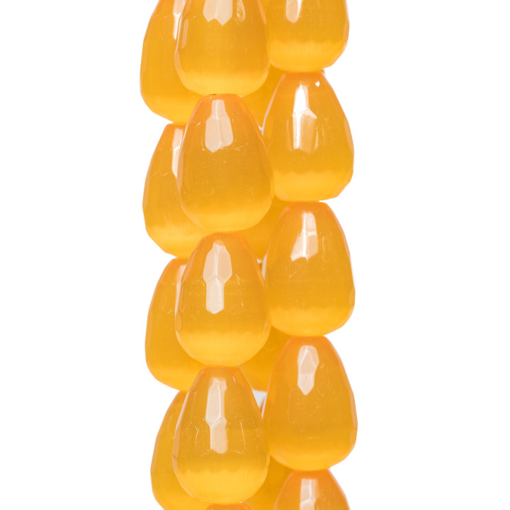 Orange Katzenaugentropfen Briolette facettiert 12x16mm