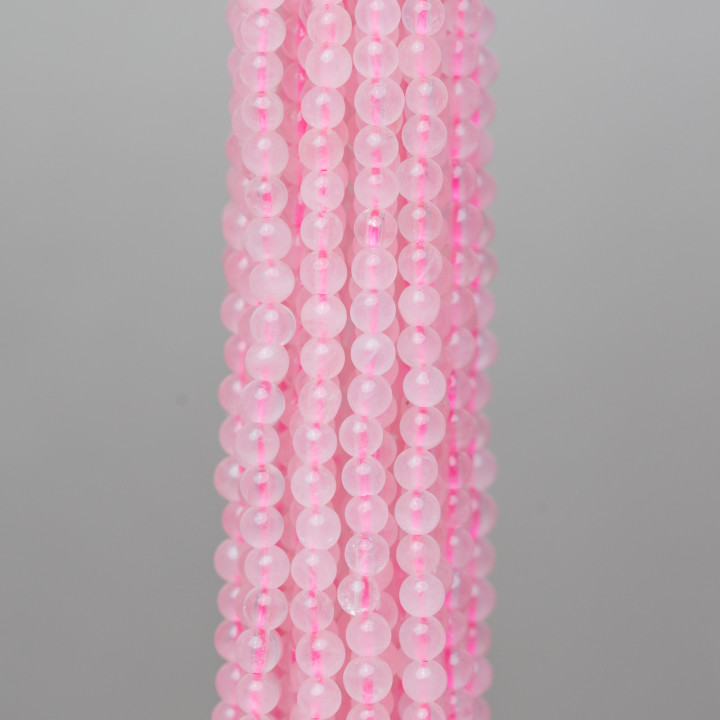 Quartz Rose Lisse Rond 03mm Fil 80cm 5 Colliers