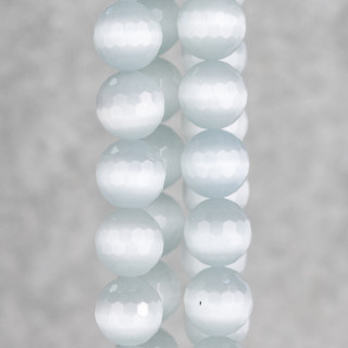 Occhio Di Gatto Bianco Perlina Tonda Sfaccettata 10mm