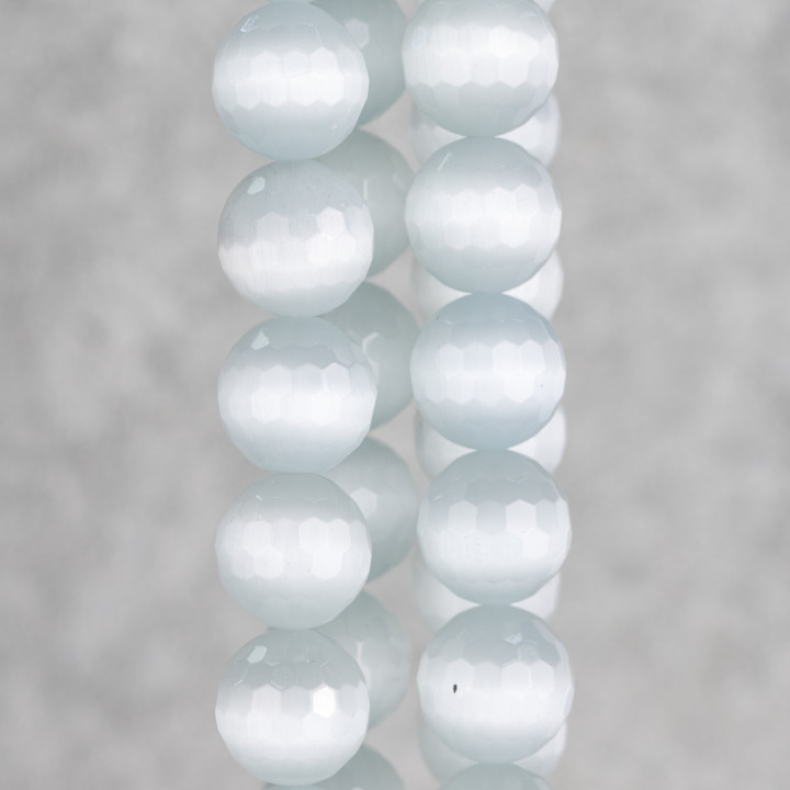 Faceted White Cat's Eye 16mm