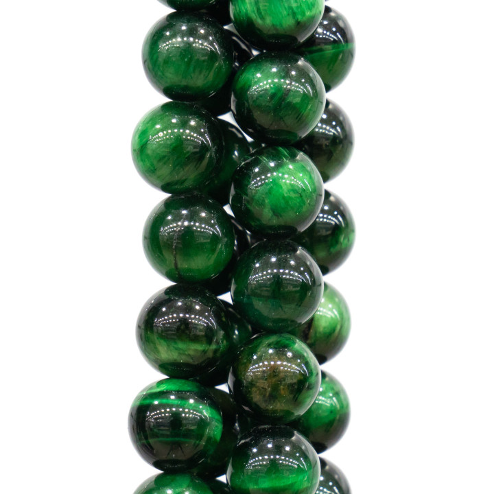 Emerald Green Tiger Eye Smooth Round 10mm