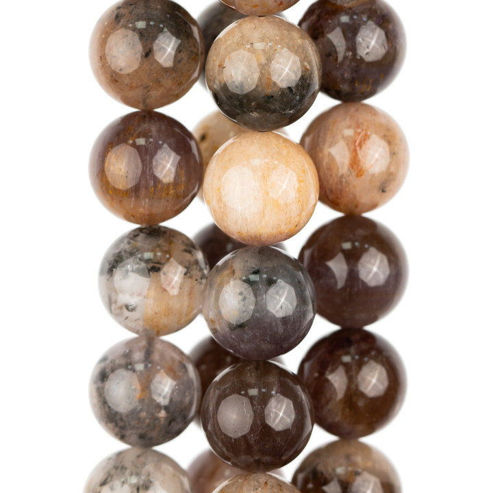 Quartz Rutile Fancy Top Rond Lisse 14mm