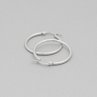 Smooth Steel Hoop Earrings 25mm 10 Pairs