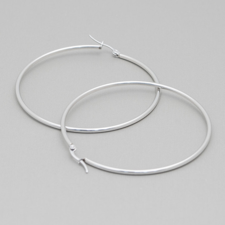 Pendientes Aro Acero Liso 50mm 4 Pares