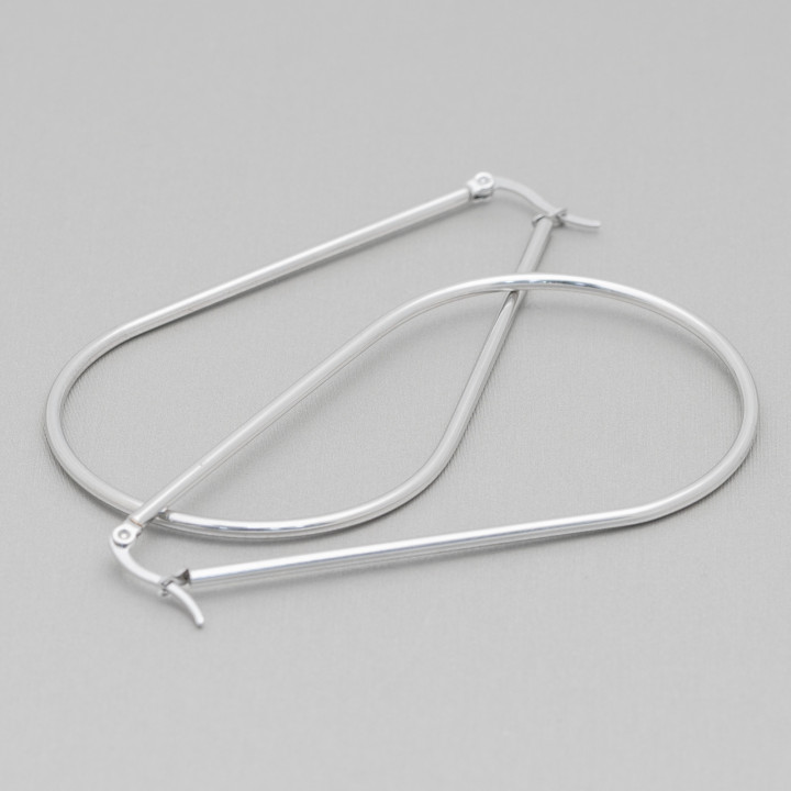 Smooth Teardrop Steel Earrings 70mm 4 Pairs