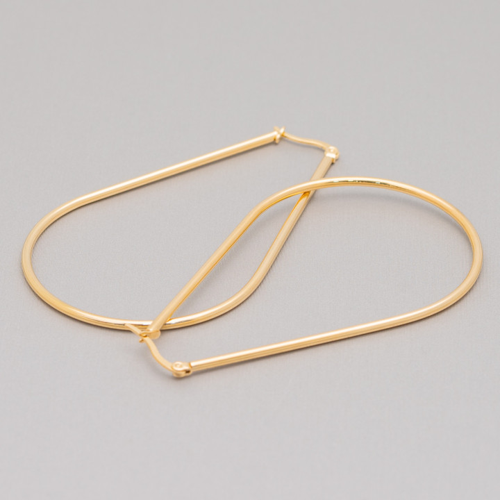 Σκουλαρίκια Smooth Teardrop Steel 70mm 4 Pairs Gold