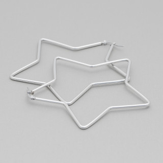 Smooth Steel Star Earrings 35mm 6 Pairs