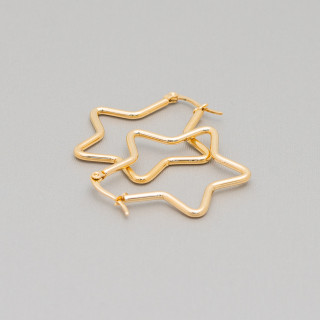 Pendientes Estrella Acero Liso 35mm 6 Pares Dorado