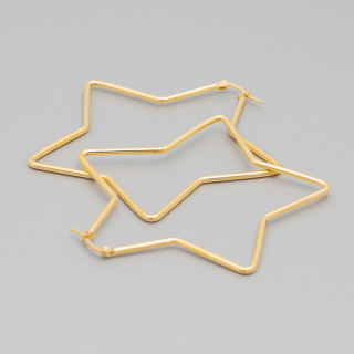 Pendientes Estrella Acero Liso 55mm 3 Pares Dorado