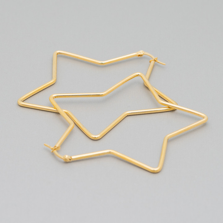 Sternohrringe aus glattem Stahl, 75 mm, 3 Paar, golden