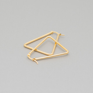 Boucles d'Oreilles Triangle Acier Lisse 35mm 6 Paires Doré