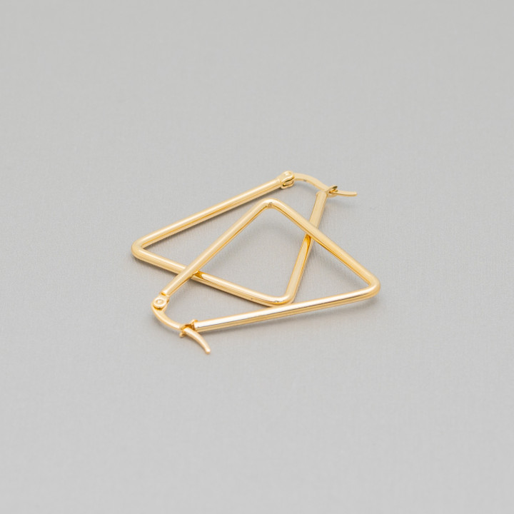 Pendientes Triangulo Acero Liso 35mm 6 Pares Dorado
