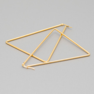 Orecchini Di Acciaio Liscio A Triangolo 55mm 4Paia Dorato