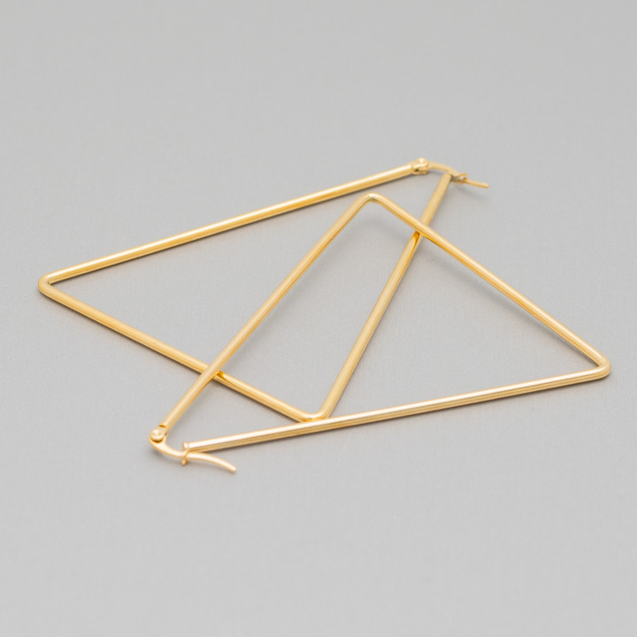 Pendientes Triangulo Acero Liso 55mm 4 Pares Dorado