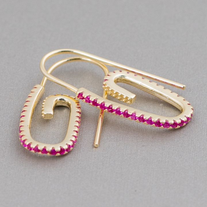 Ασημένια 925 σκουλαρίκια με γάντζο με ζιργκόν Micropave 12x28mm 2 Ζεύγη Κόκκινο Χρυσό