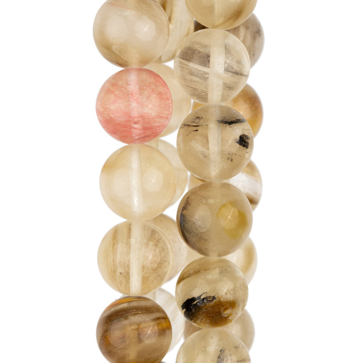 Noble Obsidiana Roja (Cuarzo Cereza) Redondo Liso 12mm MIX