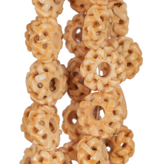 Hueso Grabado Redondo Plano Perforado 18mm 18pcs