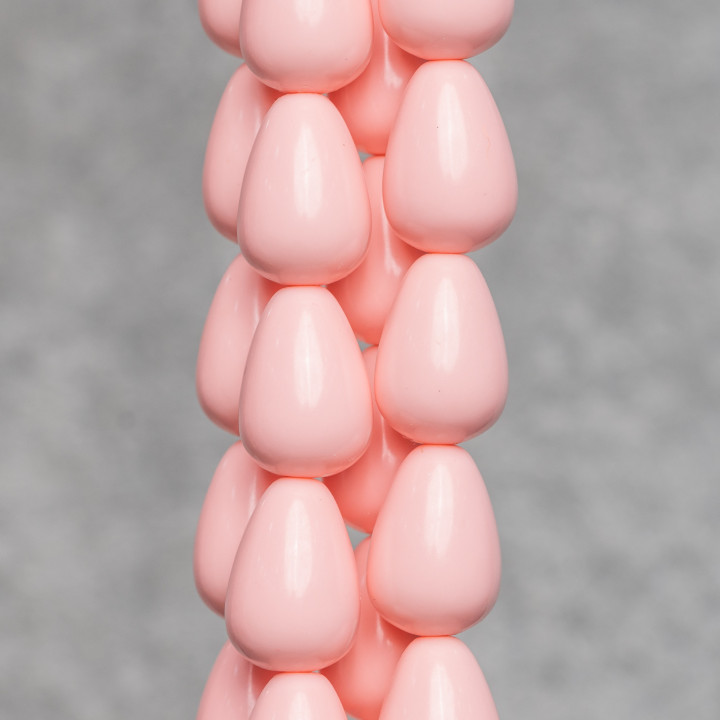 Pasta Coral Rosa Claro Gotas Suaves Briolette 12x16mm