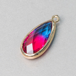 Messingkomponenten-Anhänger mit Regenbogen-Kristalltropfen mit 1 Ring 12 x 25 mm, 12 Stk. MOD13