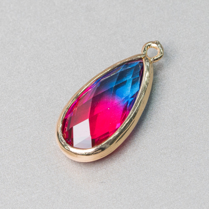 Brass Component Pendant With Rainbow Crystal Drop With 1 Ring 12x25mm 12pcs MOD13