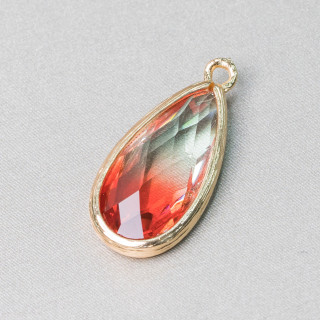 Brass Component Pendant With Rainbow Crystal Drop With 1 Ring 12x25mm 12pcs MOD9