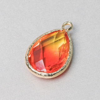 Colgante Componente Latón Con Gota Cristal Arcoíris Con 1 Anillo 15x23mm 12pcs MOD2