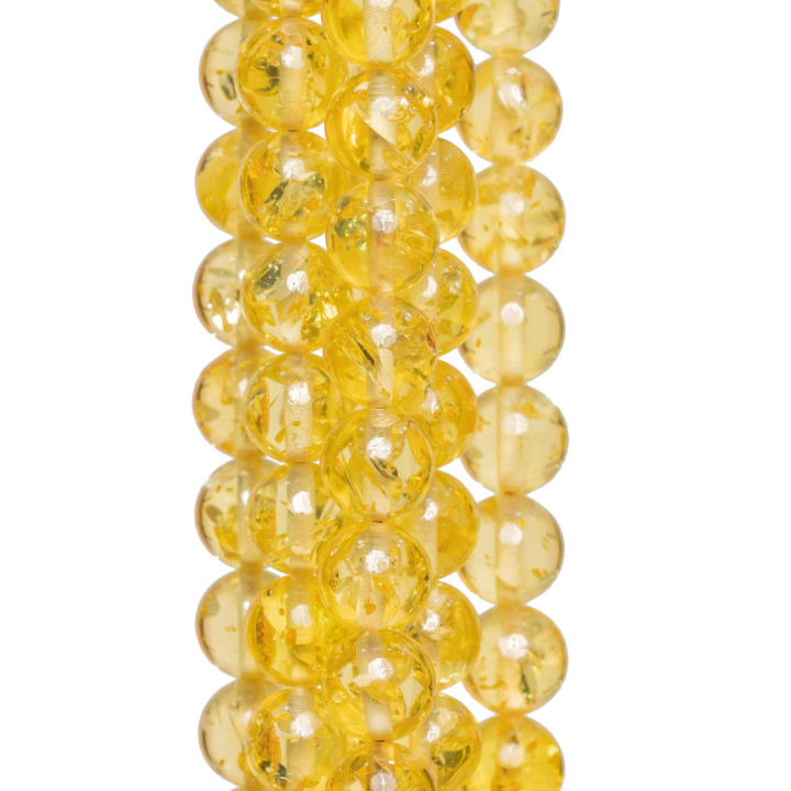 Resin Imitation of Yellow Amber Transparent Round Smooth 10mm