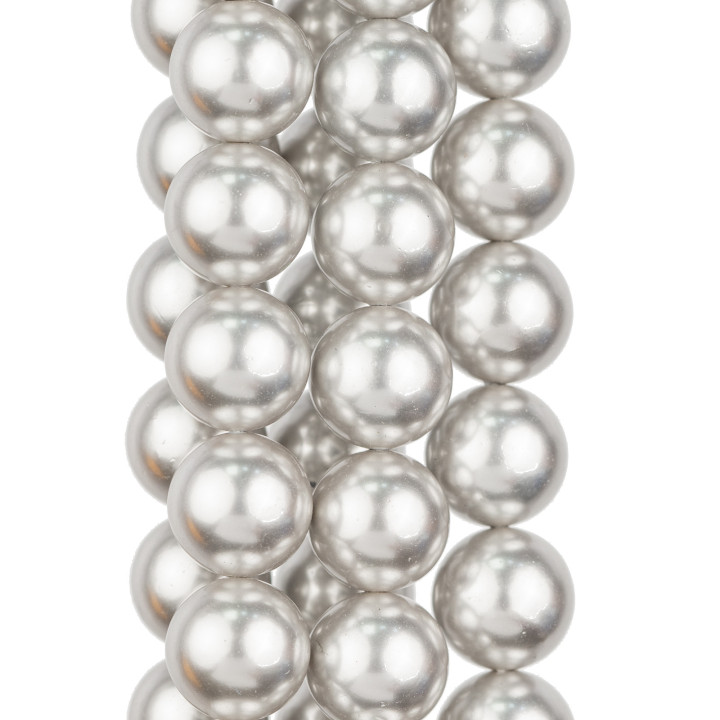 Majorca Pearls Silver Grey Λείο Στρογγυλό 12mm