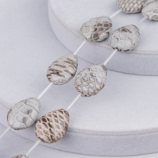 Στοιχείο Snake Skin String Beads Flat Drop 18x25mm 8τμχ Γκρι