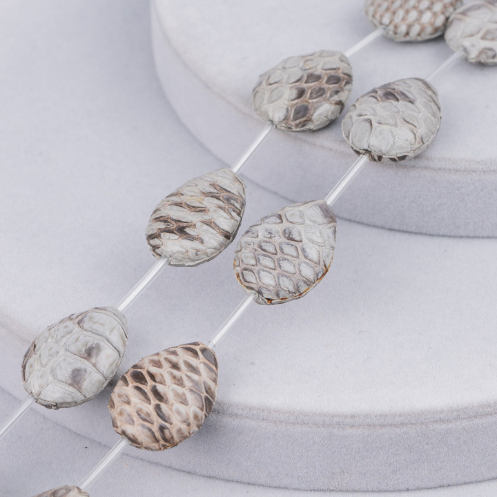 Στοιχείο Snake Skin String Beads Flat Drop 18x25mm 8τμχ Γκρι