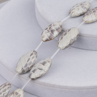 Snake Skin Component Strand Beads Flat Oval 17x30mm 8pcs Gray