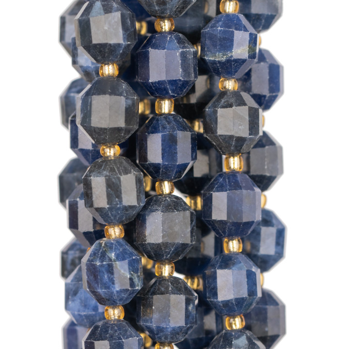 Sodalite Boule Cylindrique Coupe Facette 9x10mm